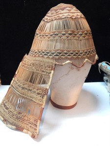 UNIQUE ANTIQUE YUROK (HUPA) CALIFORNIA BASKET HAT /WITH TRAILER - UNUSUAL PIECE!