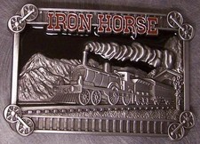 Pewter Belt Buckle vehicle train Iron Horse NEW