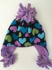BABY GAP WINTER HAT GIRLS HEARTS 12-24 MONTHS XS/S XS SMALL EARFLAP BLUE GALAXY