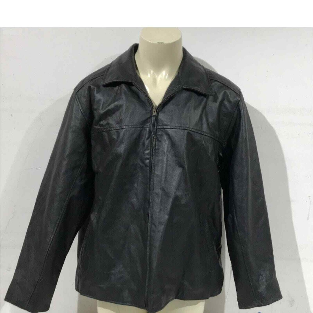 BURKS BAY NWT MENS SIZE XXL 100% REAL LEATHER ZIPUP BLACK