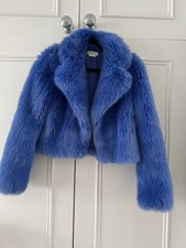 Lovers + Friends Blue Faux Fur Jacket Sz S