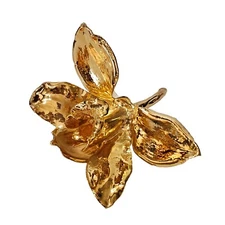 24kt Gold Dipped Orchid Decor Table Object Figurine Palm size 4 1/2"
