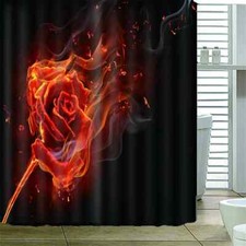 Flame Synthesis Of Roses 3D Shower Curtain Waterproof Fabric Bathroom Decoration