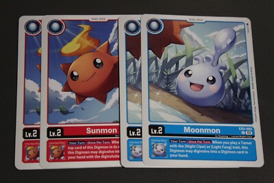 Digimon TCG (2020) - EX5-001 & 002 - 2x Sunmon & Moonmon - Rot / Blau - Uncommon