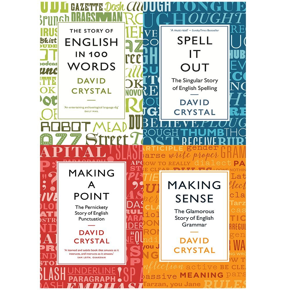 David crystal Collection 4 Books Set story of english in 100 words,Making PoinT