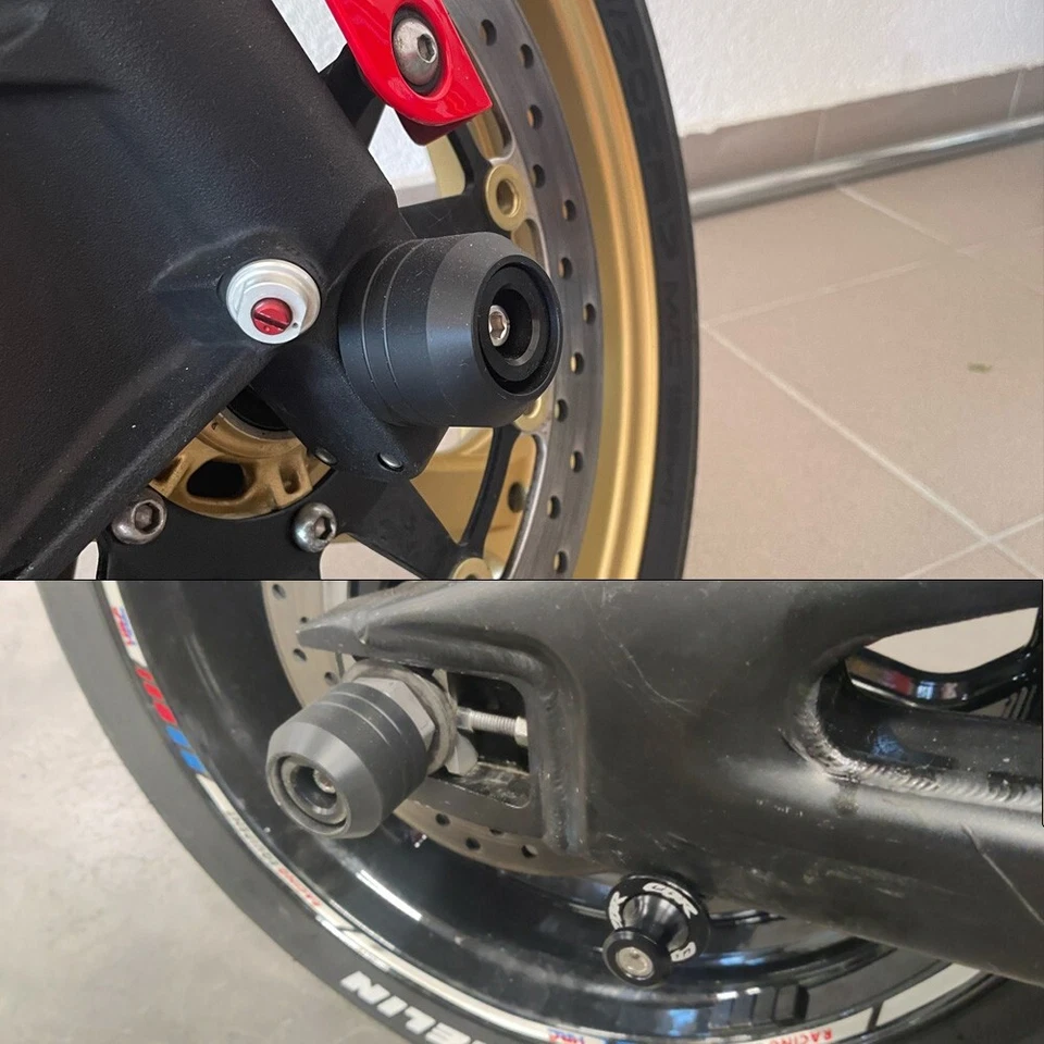 For GSXS GSXR 600 750 1000 Front Rear Wheel Slider Axle Crash Protector Fork Pad - Imagem 3 de 4