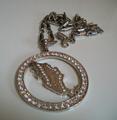 Men's Bling Silver Finish MEXICO MAP Fashion Dressy Casual Chain & Charm