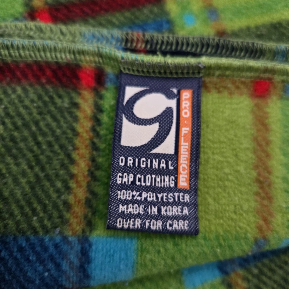 Gap Vintage Y2K Scarf 100% Polyester Green Blue Multicolor Plaid 12x65 - Image 3 of 4