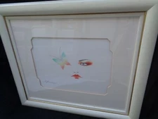 Artist Hisashi Otsuka Eyes Butterflies Mixed Media Edition Framed Japanese Art
