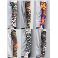 6pcs Skull Tattoo Arm Sleeves Cover Basketball Outdoor Sport UV Sun Protection