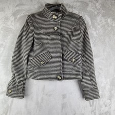 Mng Suit Tweed Jacket Womens Coat Wool Long Sleeve Size 6 Medium