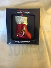 REGENT SQUARE STUDIO DESIGN A INITIAL ENAMEL SMOOTH CHRISTMAS HOLIDAY ORNAMENT