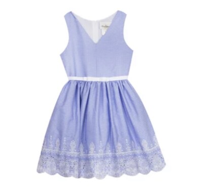 blue and white skater dress Sharen Floral Lace-Up Skater Dress in White Print | Size: L | Satin Fabric main image 0