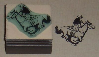 Cowboy Riding Horse wood mounted rubber stamp by Amazing Arts