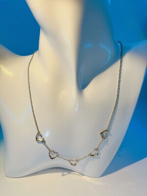 Tiffany & Co Silver Elsa Peretti 5 Five Open Heart Pendant Necklace -  Second Hand Tiffany