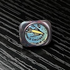 Old 1950s Kelloggs Space Cruiser Ring w/ Spaceship Insert Marble Swirled
