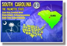 South Carolina Geography - NEW U.S State Travel POSTER