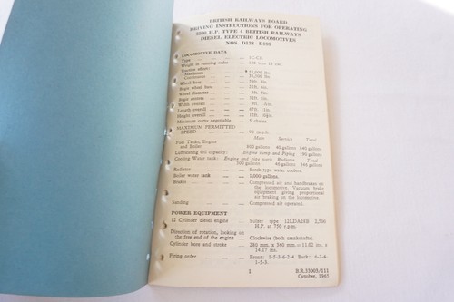 1963 Type 4 2500 HP Diesel Electric Loco Railway Drivers Manual Book - Picture 2 of 6