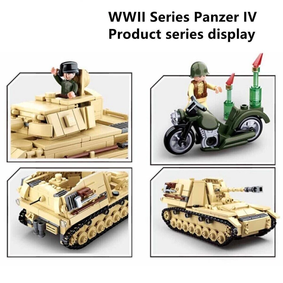 Building Blocks MOC Military WW2 German Panzer IV Tank Bricks Model Kids DIY Toy - Image 4 of 4