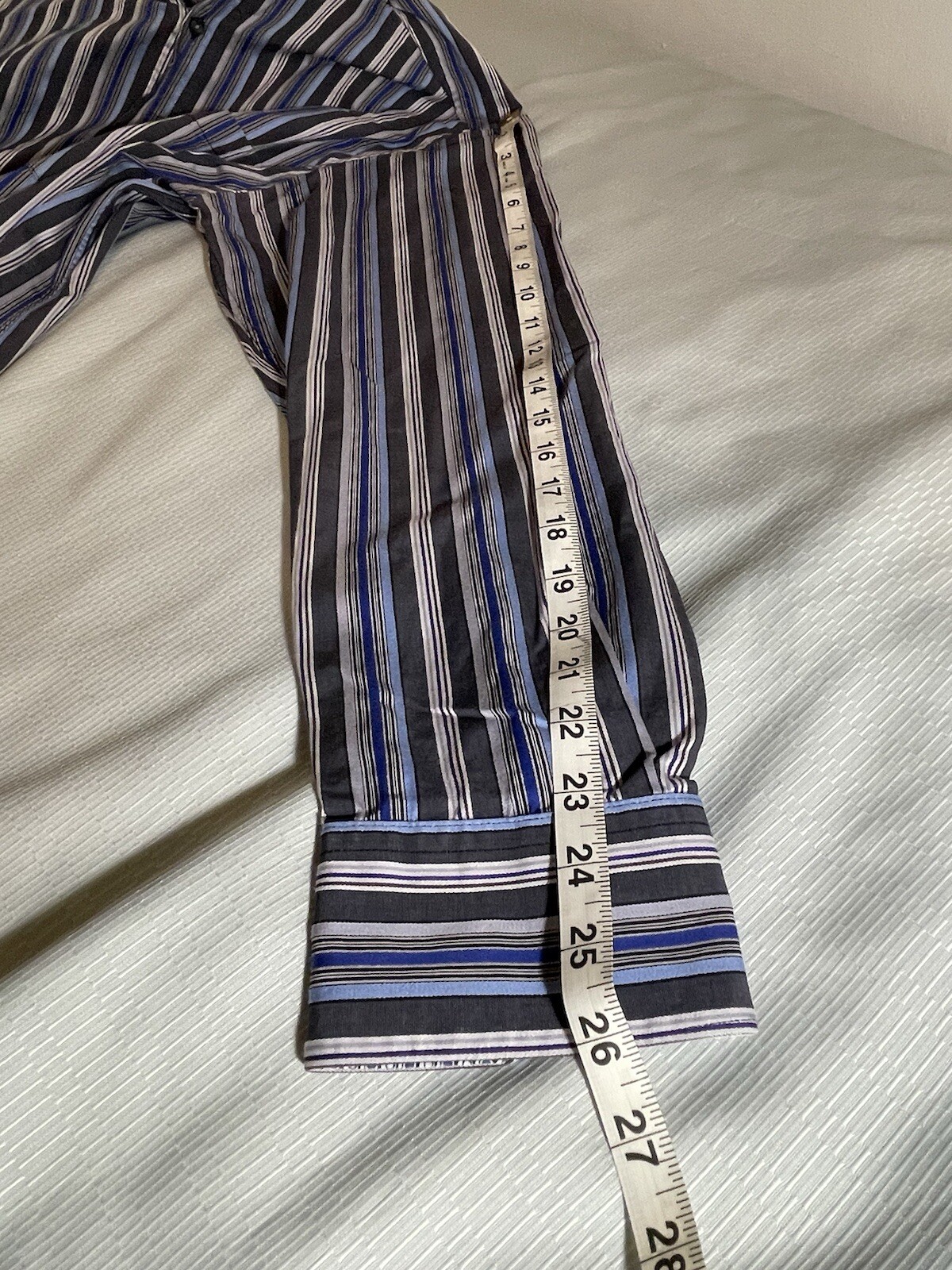 Bugatchi UOMO  Blue Cotton Striped Pattern Long S… - image 10