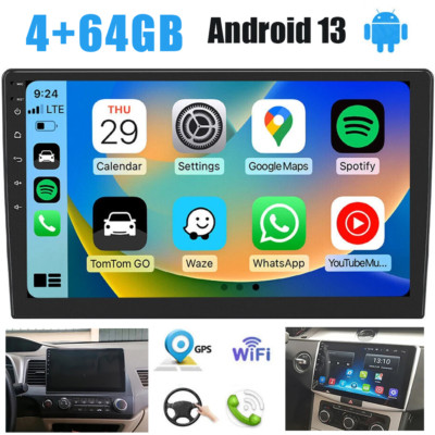 2 Din 10.1'' Android 13 Car Stereo Radio Carplay / Auto GPS Navi WIFI BT FM 4+64G