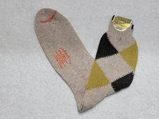NEW VINTAGE RICHMAN BROTHERS ARGYLE MEN'S SOCKS TAN COTTON RAYON ROCKABILLY  13