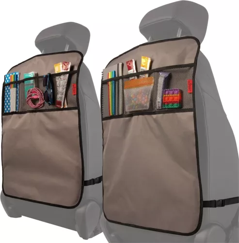 Lusso Gear Heavy Duty Kick Mats (2 Pk) Car Back Seat Protector Waterproof Grey