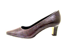 NWOB VINTAGE ETIENNE AIGNER BROWN MOC-CROC LEATHER PUMPS MULES LOAFERS 8M SMART