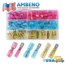 220PCS Heat Shrink Spade Male & Female Electrical Wire Terminals Connectors Kit