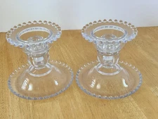 Set of 2 Imperial Candlewick Glass Candleholder Candlestick With CUP PEG INSERT