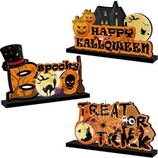 3Pcs Halloween Table Decorations - Happy 7 inches x 5 inches, black