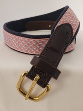 Vineyard Vines Kids Leather canvas Pink w/whale Logo belt size 26 coastal prep