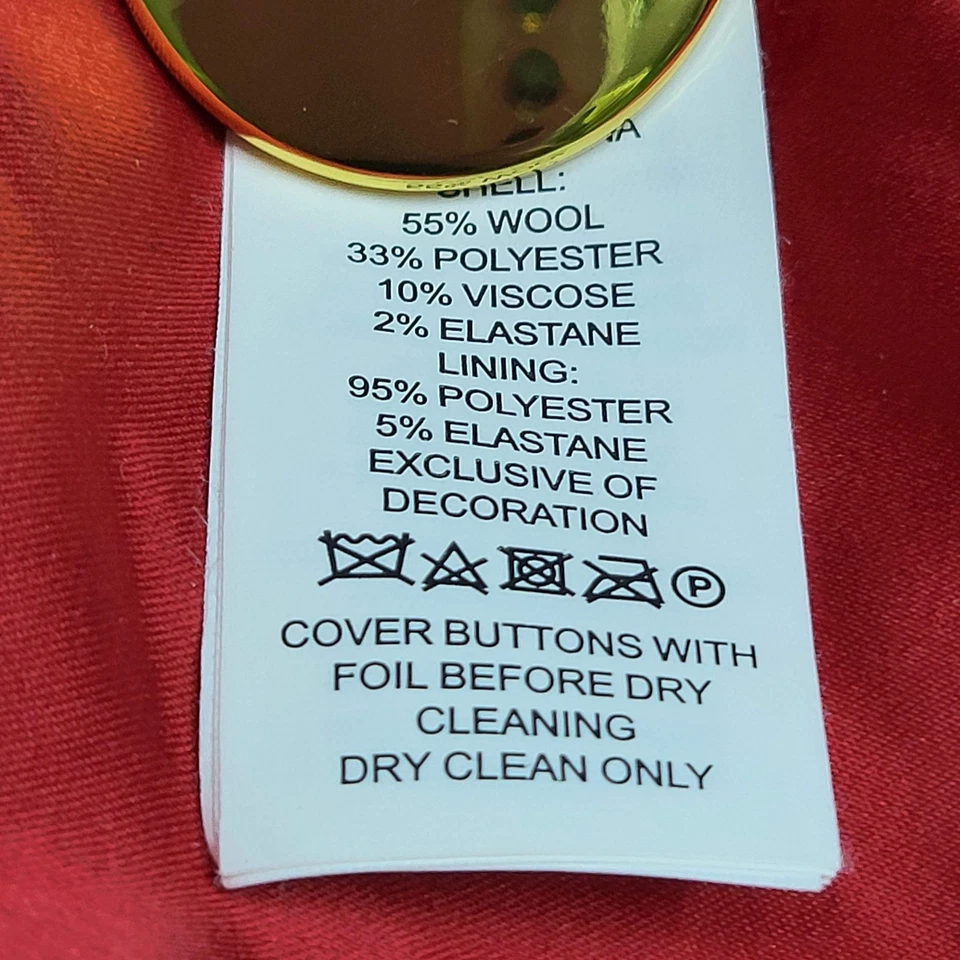 Chaqueta Kate Spade New York Mujer 12 Negra Poliéster Lana Militar Declaración LEER Foto 4 de 4