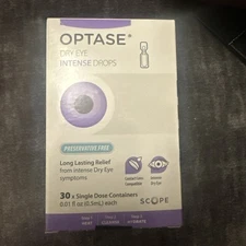 Optase Dry Eye Intense Drops Single Dose - Preservative Free Eye Drops for Lo...