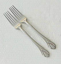 Hampton Silversmiths Stainless Lily Frosted 2 Dinner Forks Frost Handle 
