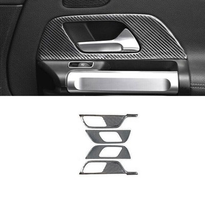 Inner Door Handle Frame Trim 4PCS For Benz GLB 2020 2021-2022 Carbon Fiber Steel