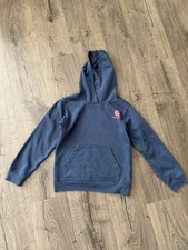 Carhartt Size S 8  Girls Navy /Pink Athletic Cotton w/Pockets Pullover Hoodie