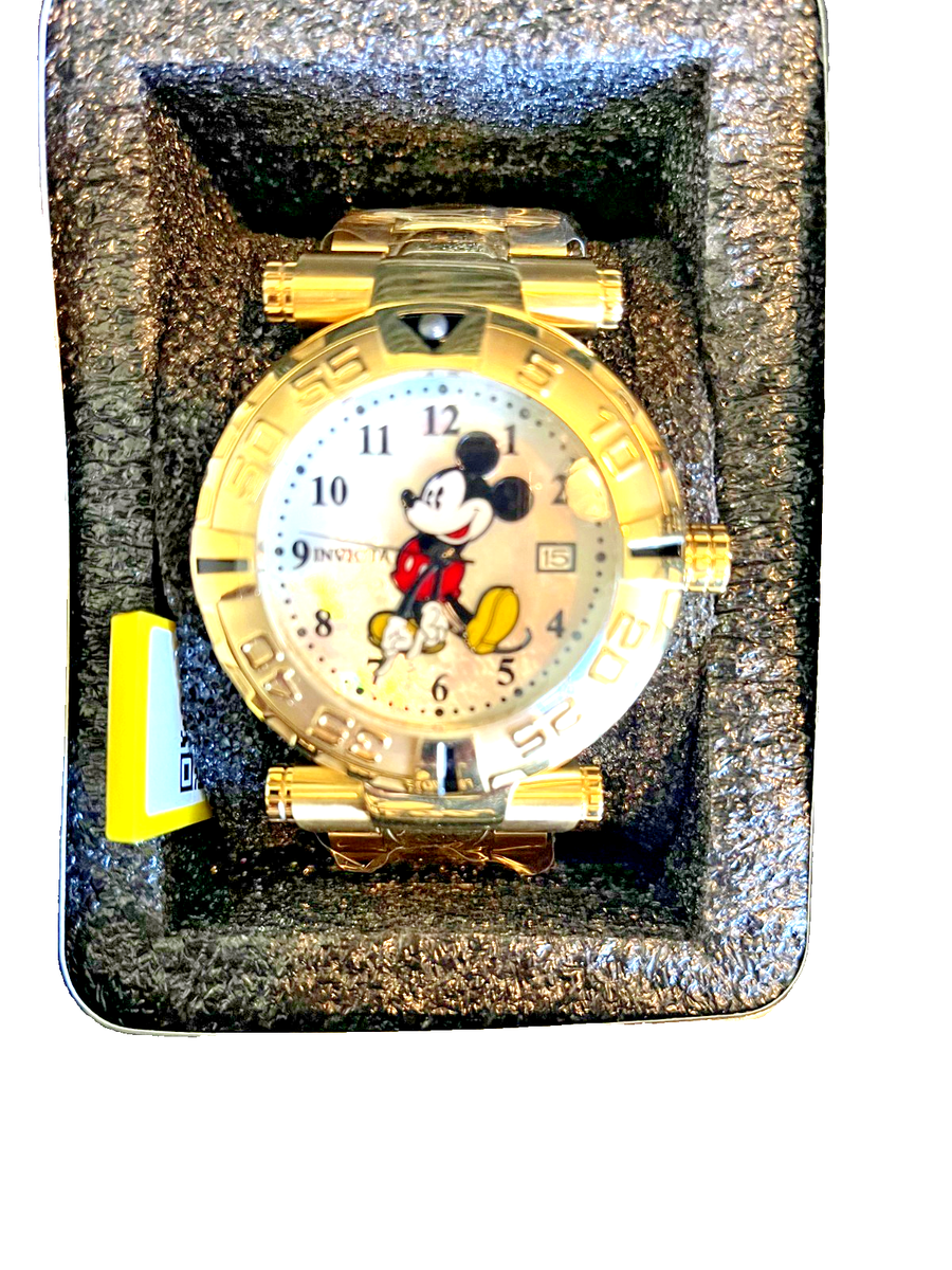 Invicta 25670 Disney Mickey Mouse MOP Mens 47mm Gold Tone Bracelet