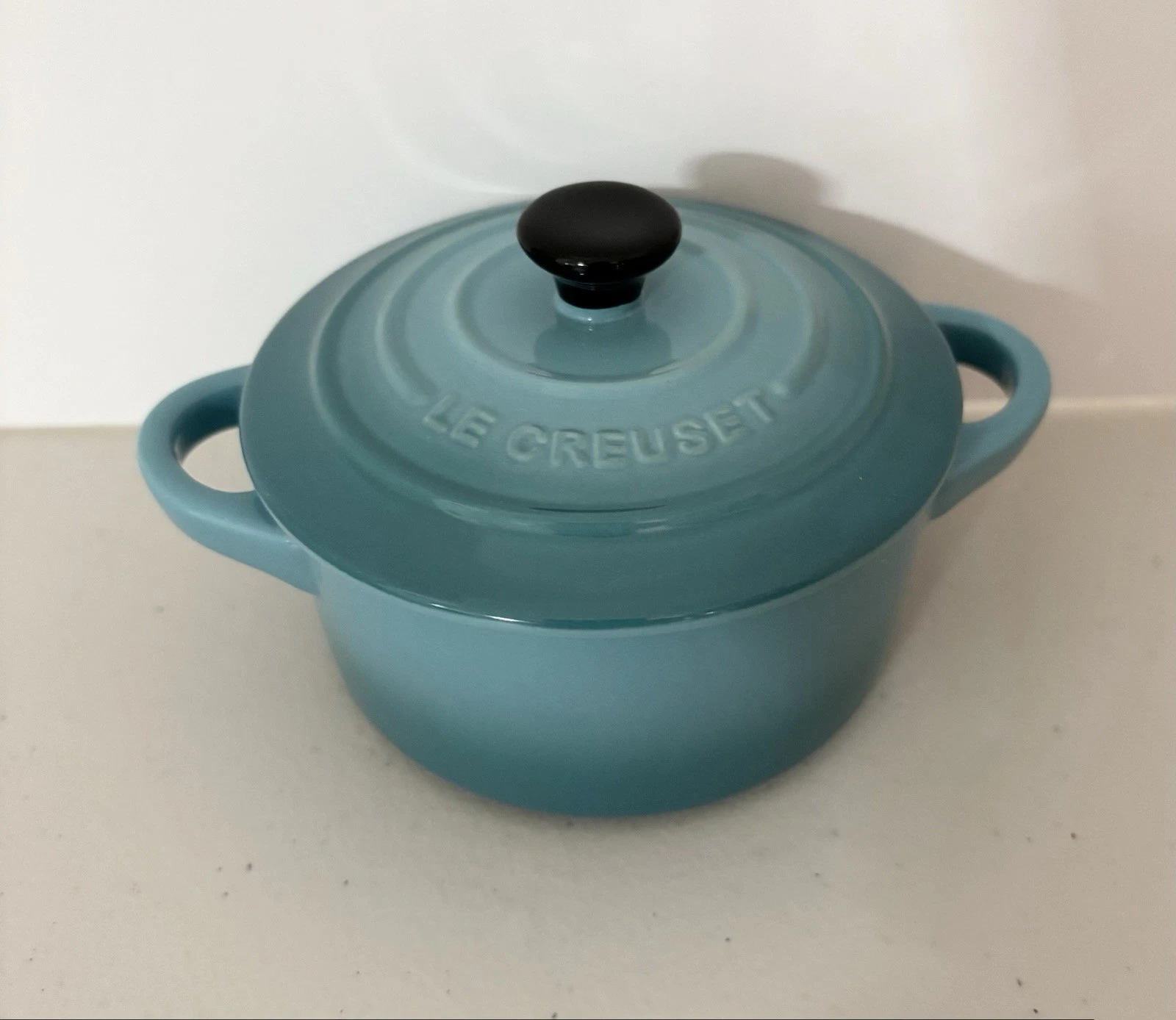 RARE Le Creuset Mini Cocotte Caribbean Blue 8OZ 10cm - NEW
