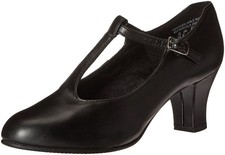 Women's T-Strap Character Shoe Oxford, 8.5 Wide Black Dance Footwear