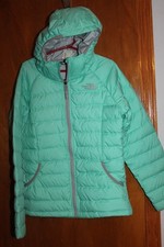 THE NORTH FACE Girls' Size 14/16 HOODED JACKET/COAT green/gray; full-zip 