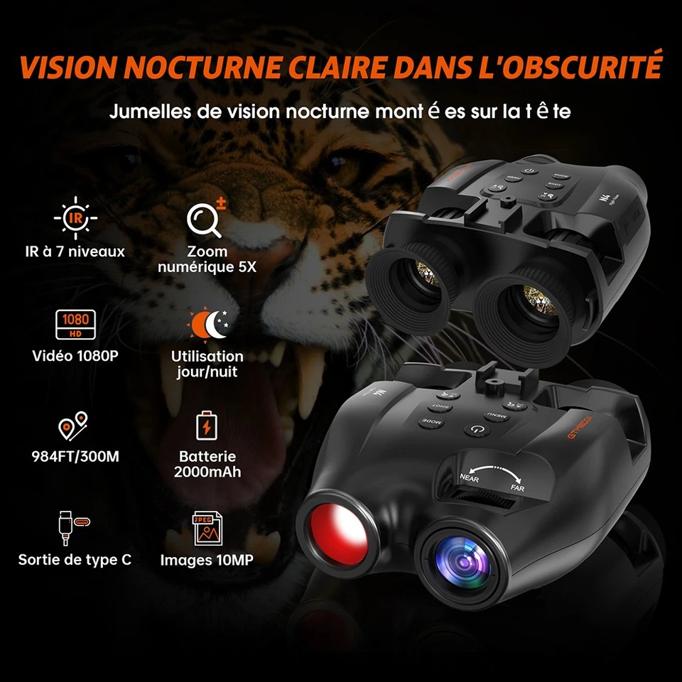 Rechargeable Night Vision Binoculars, Portable on Head Zoom 5x,300m at Night - Image 3 of 4