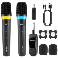 Wireless Microphones, Rechargeable Cordless Karaoke Microphone with One-to-On...
