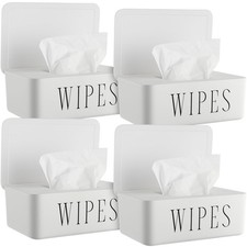 Singhoow 4 Pack Baby Wipes Dispenser Refillable Wipe Holder with Lid Toilet W...
