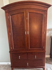5-Piece Cherry Wood Bedroom Set - Bed Frame, Dresser, Armoire, 2 Nightstands