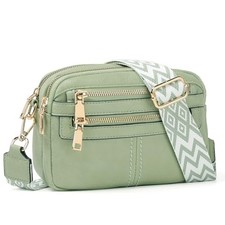 Crossbody Bags for Women, 6-Pockets Cross Body Purse, Vegan Light Green