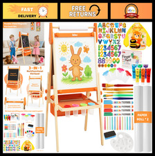 Adjustable Double-Sided Art Easel for Kids, Magnetic Whiteboard  Chalkboard, Pa