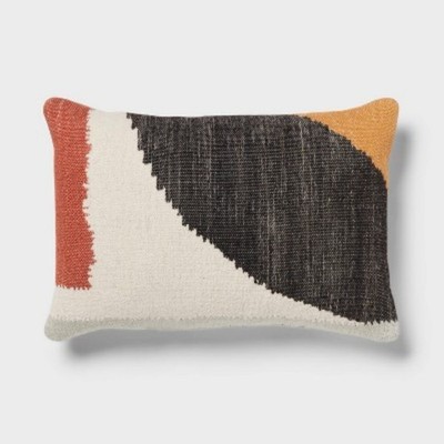 Mod Abstract Woven Colorblock Oblong Dec Pillow Ivory/Green/Gold