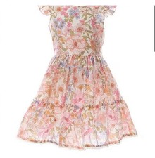 NEW Rare Editions Girls Dress With Wicker Bag White Pink Floral Kids Size 10