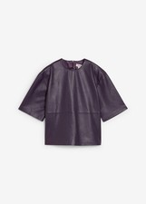 Leder-Tunika aus Lammnappa Gr. 36 Pflaume Damentunika Shirt Bluse Neu